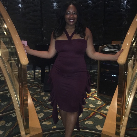 Ruffle Side Midi Dress - Picture 1 of 3